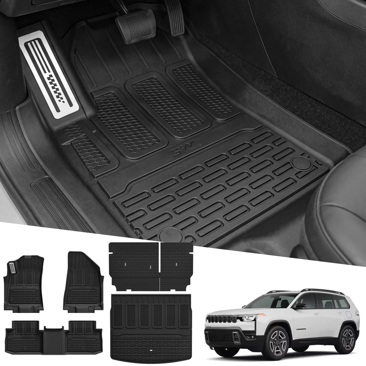 3W Jeep Cherokee 2026-2027 Custom Floor Mats / Trunk Mat / Seat Back Protector Thorex™ All-Weather Protection