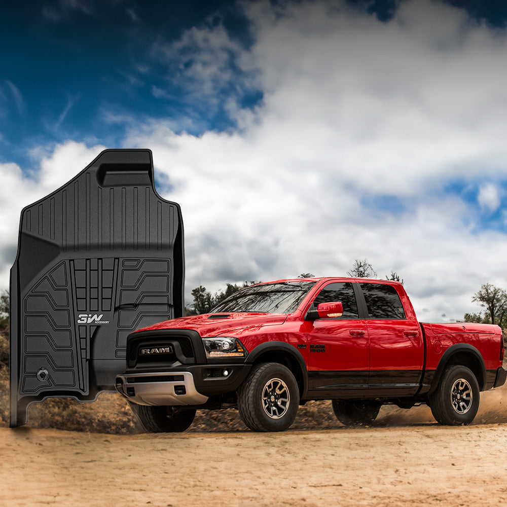 3W Dodge Ram 1500/2500/3500 2013-2018 (Not Quad cab) Without Storage Custom Floor Mats TPE Material & All-Weather Protection Vehicles & Parts 3Wliners   