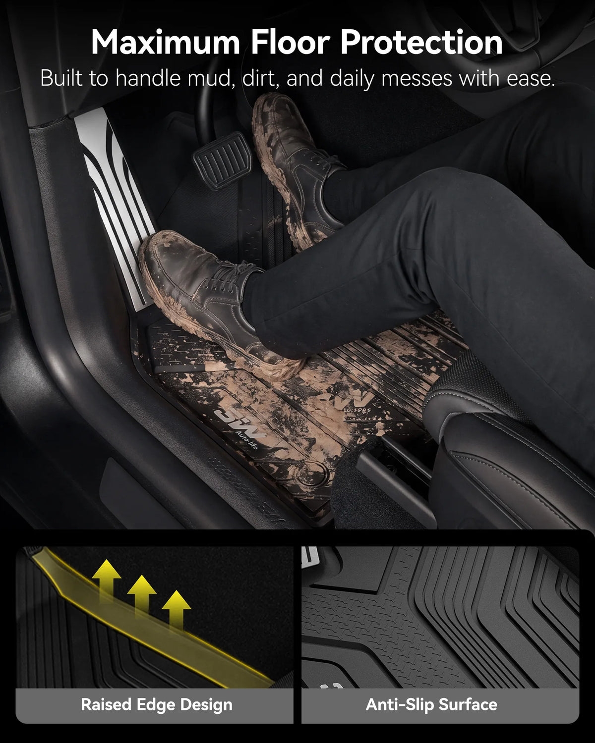3W Tesla Model Y L 2026-2027 Custom Floor Mats Thorex™ All Weather Protection - 3Wliners