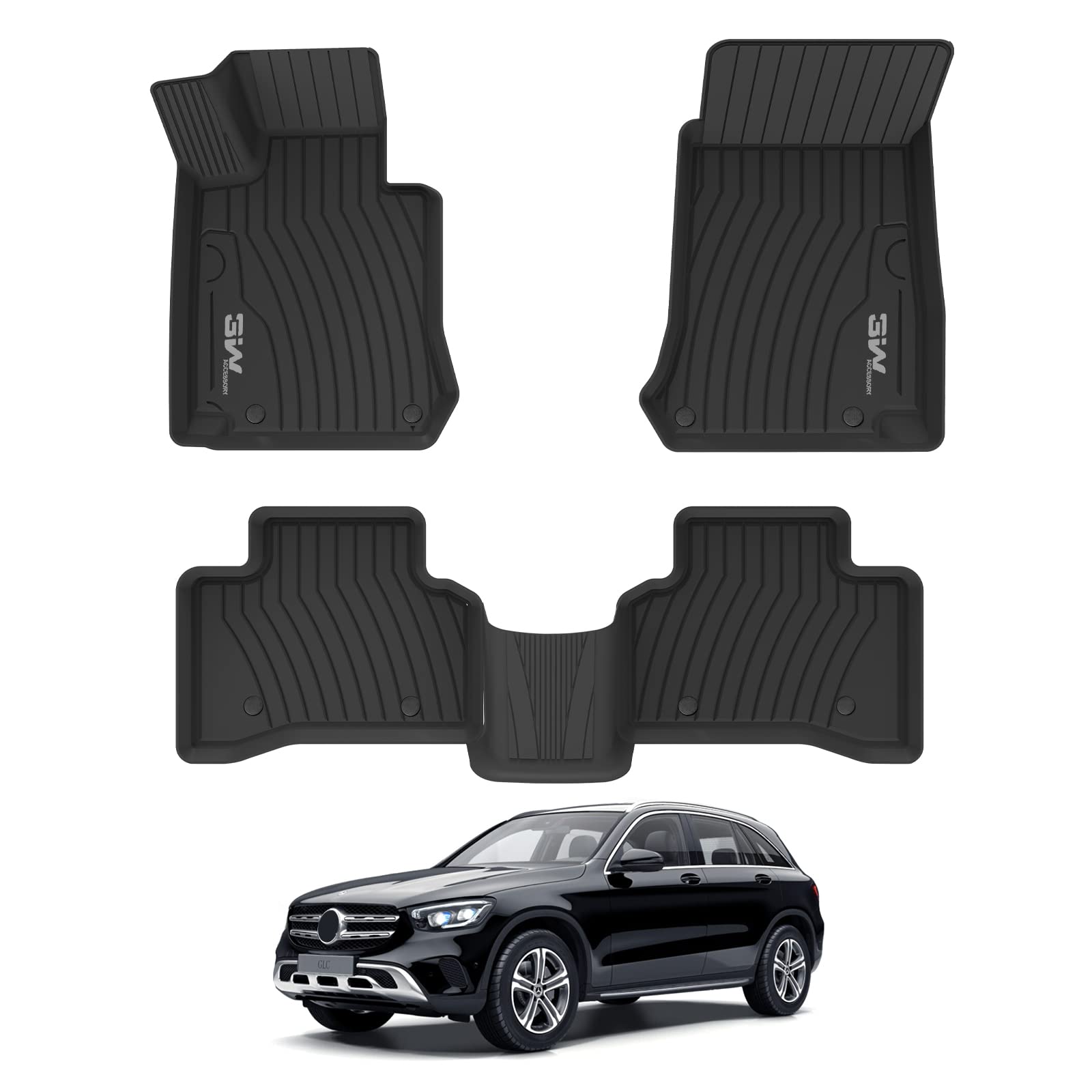 3W Mercedes-Benz GLC 2016-2022 Custom Floor Mats / Trunk Mat TPE Material & All-Weather Protection Vehicles & Parts 3Wliners   