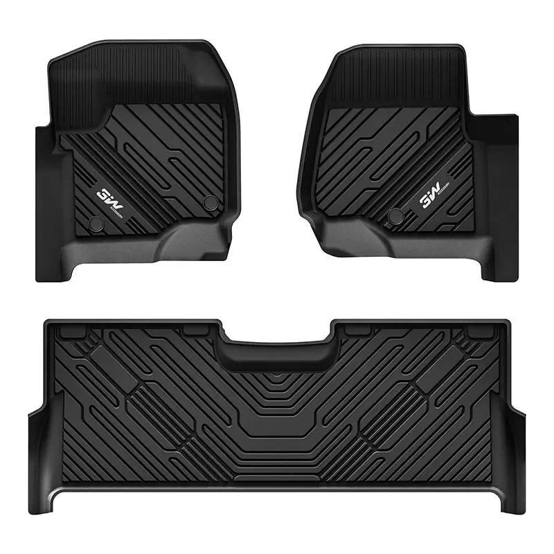 3W Custom Floor Mats Ford F250 F350 F450 F550 2017-2025 Super Duty CrewCab with Under Seat Storage All-Weather Protection (Bucket Seat & Carpet Floor, Not fit XLT)
