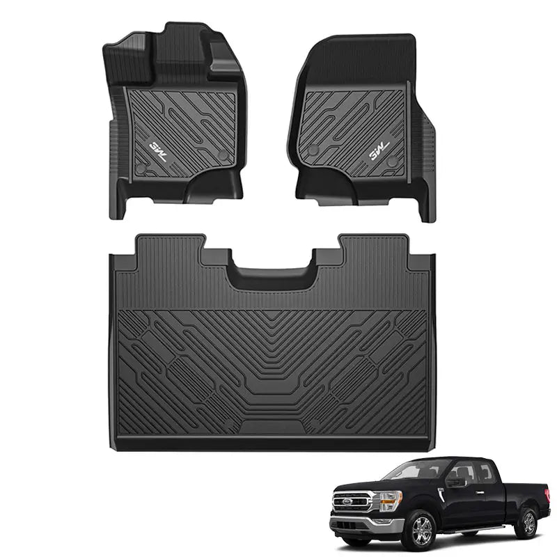 3W Custom Floor Mats Ford F150 (2015-2024) & F250 F350 F450 F550 (2017-2024) Vehicles & Parts 3Wliners F150 without Underseat Storage 1st&2nd Row Mats 