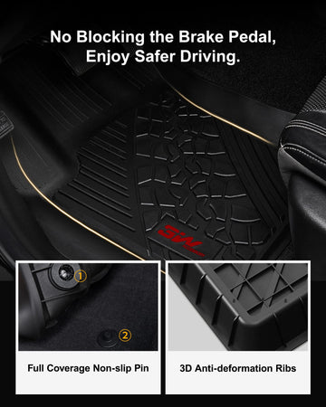 4 Pieces Universal PVC Rubber Car Floor Mats All Weather
