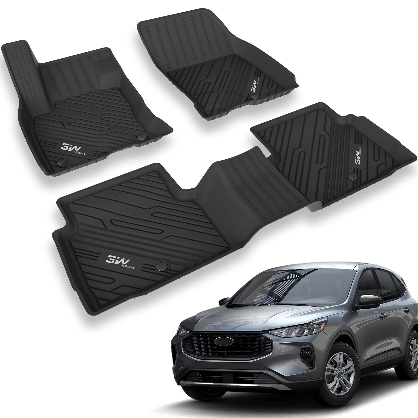 3W Ford Escape 2020-2023 (NOT for Hybrid) Custom Floor Mats TPE Material & All-Weather Protection Vehicles & Parts 3Wliners   