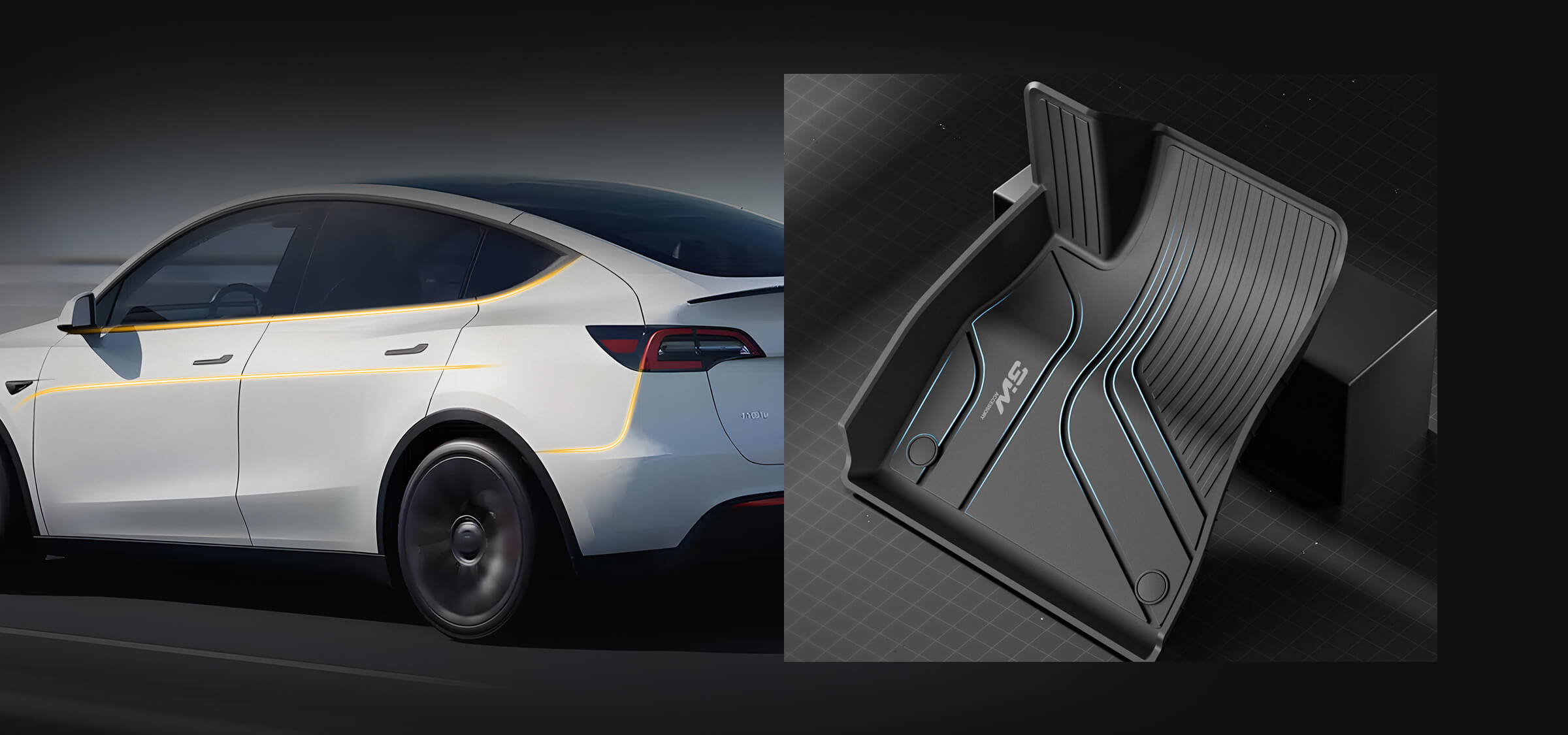 3W Tesla Model 3 2021-2023 Custom Floor Mats / Trunk Mats TPE Material