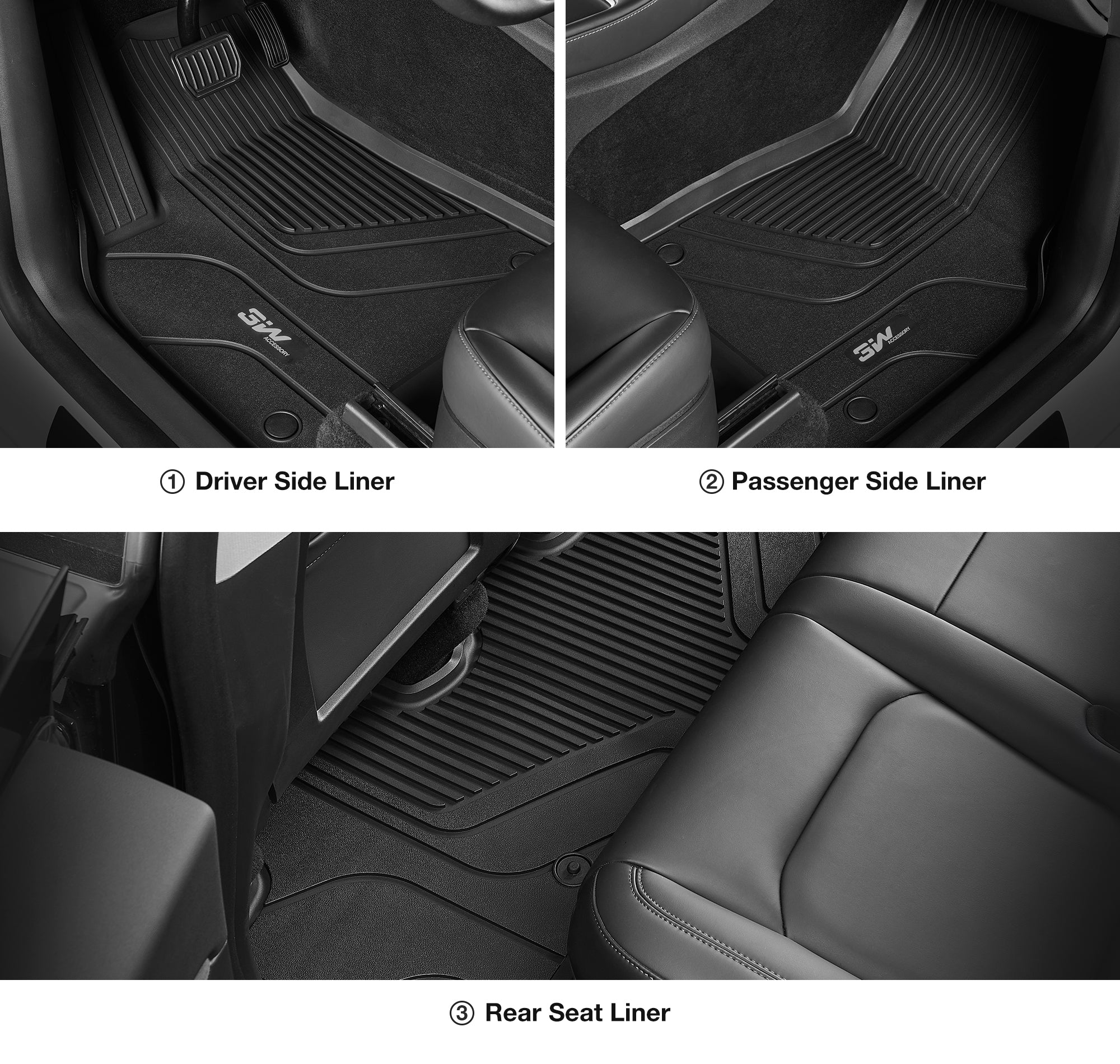 3W Floor Mats for Tesla Model 3 2019 2020 - All Weather Heavy Duty Custom  Fit Harmless TPE Car Floor Carpet Liner Front & Rear 2 Rows, Black (Floor  Mats+Front Trunk Mat) 