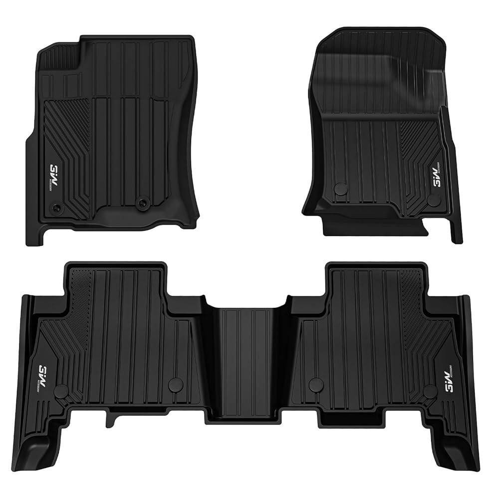 3W Toyota 4Runner 2013-2024 Custom Floor Mats TPE Material & All-Weather Protection (Only for 5 Seat) Vehicles & Parts 3Wliners 2013-2024 4Runner 2013-2024 1st&2nd Row Mats