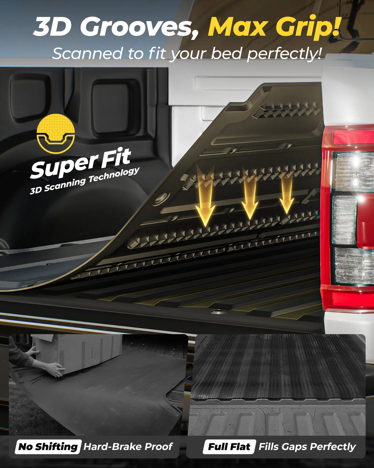 3W Toyota Tacoma 2024-2026 (Double Cab, Automatic Transmission) (Not for Hybrid) Floor Mats/ Bed Mat Thorex™ All Weather Custom Fit