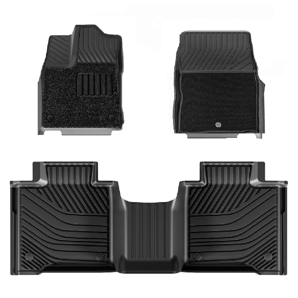3W Toyota Tundra 2022-2024 Custom Floor Mats CrewMax Cab Only TPE Material & All-Weather Protection Vehicles & Parts 3Wliners 2022-2023 Tundra 2022-2023 1st&2nd Row Mats with Front Carpet