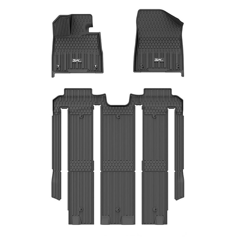 3W Toyota Sienna 7 Seat 2021-2024 Custom Floor Mats / Trunk Mat TPE Material & All-Weather Protection Vehicles & Parts 3Wliners 2021-2024 7 Seat without Spare Tire 1st&2nd&3rd Row Mats