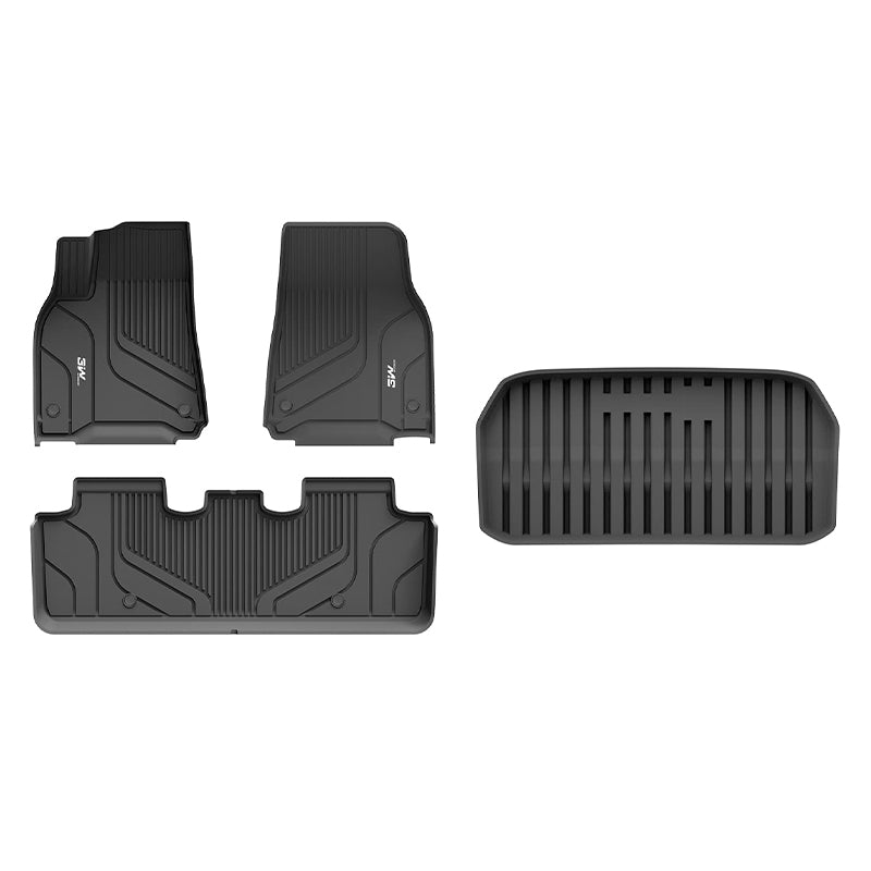 3W Tesla Model Y 2020-2023 Custom Floor Mats / Trunk Mats TPE Material & All-Weather Protection 5-Seater Vehicles & Parts 3Wliners 2020-2023 Model Y 2020-2023 1st&2nd Row Mats+Front Trunk Mat