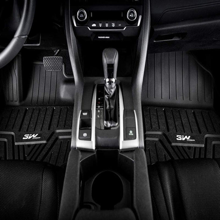 3W Honda Civic 2016-2021 Coupe/Sedan/Type R/Hatchback Custom Floor Mats TPE Material & All-Weather Protection Vehicles & Parts 3Wliners   