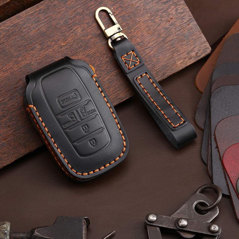 3W Toyota Sienna 2021-2024 4th Key Fob Cover Case Genuine Leather with Keychain Vehicles & Parts 3Wliners   