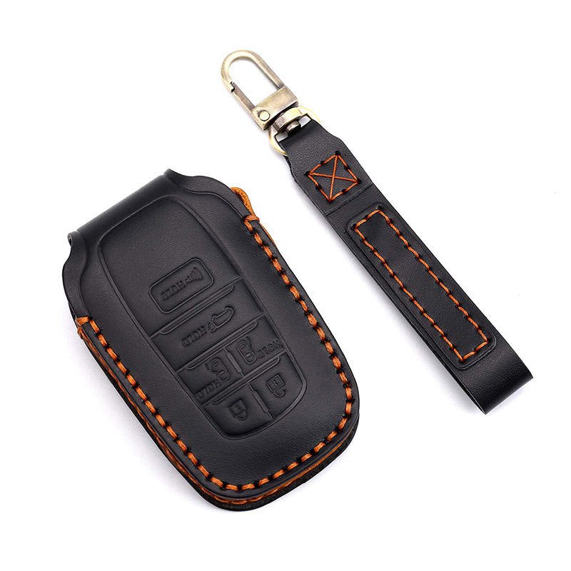 3W Toyota Sienna 4th Key Fob Cover Case 360 Degree Protection Genuine Leather with Keychain Vehicles & Parts 3Wliners Sienna KC 6 Buttons Black 
