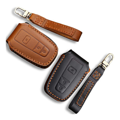 3Wliners 3W Toyota Sienna 4th Key Fob Cover Case 360 Degree Protection Genuine Leather with Keychain, Sienna KC 6 Buttons / Brown