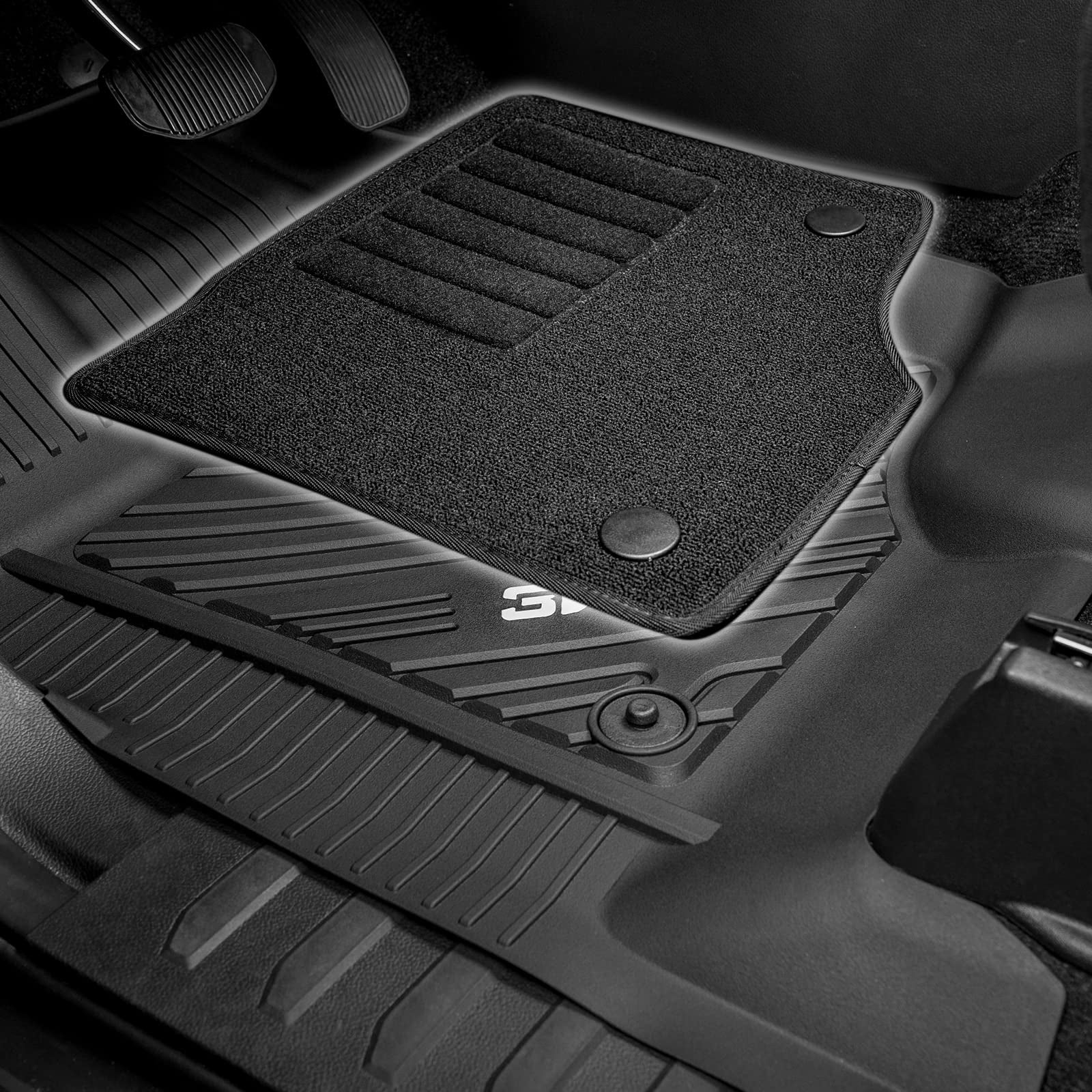 3W Ford F150 Custom Floor Mats F-150 Lightning SuperCrew Cab 2015-2024 (Not Fit for Vinyl Floor) TPE Material & All-Weather Protection Vehicles & Parts 3Wliners   