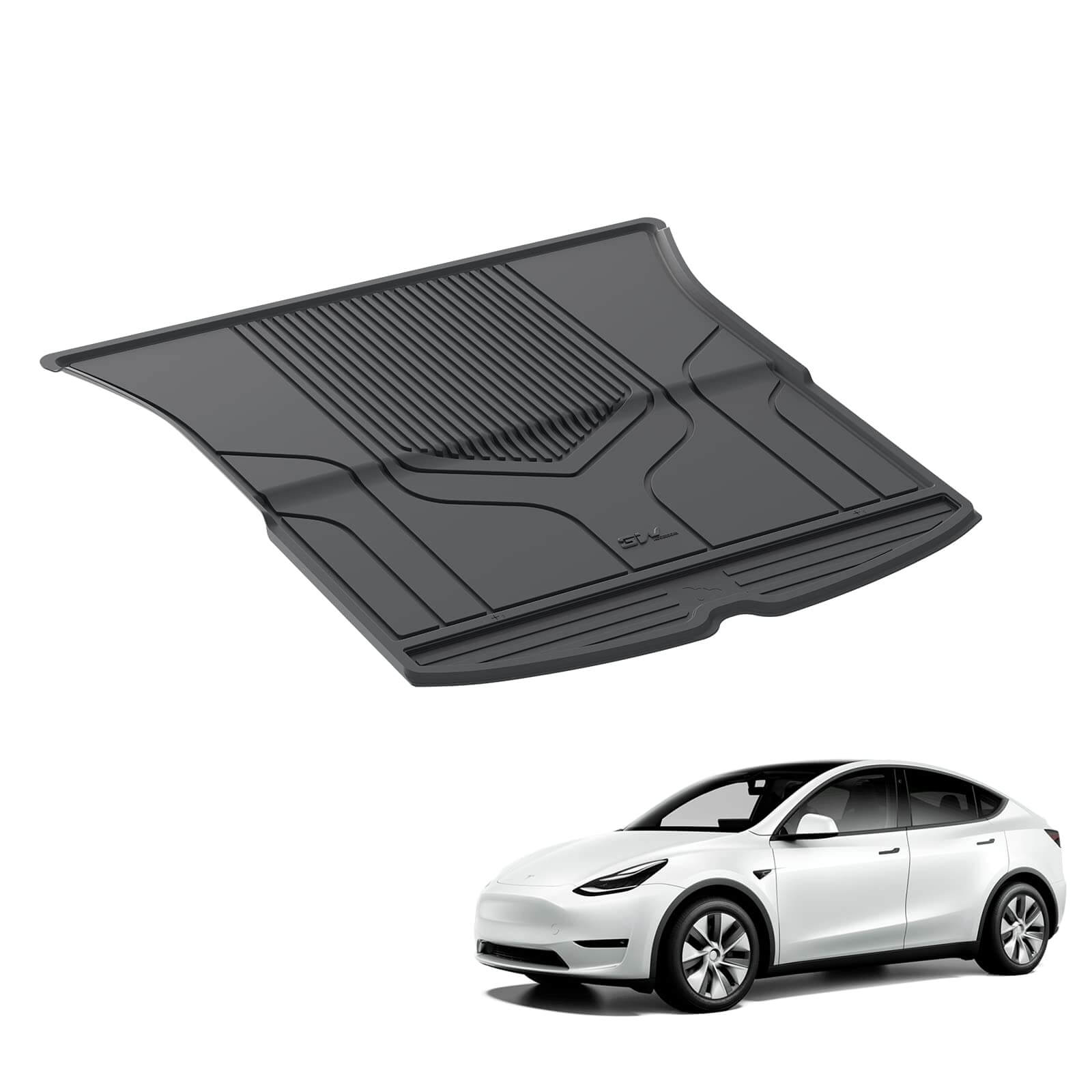 3W Tesla Model Y 2020-2023 Custom Floor Mats / Trunk Mats TPE Material & All-Weather Protection 5-Seater Vehicles & Parts 3Wliners 2020-2023 Model Y 2020-2023 Rear Trunk Mat